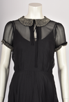 BLACK SHEER BABYDOLL DRESS WITH EMBELLISHED DETAILS