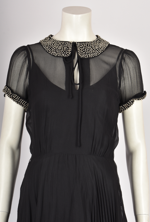 BLACK SHEER BABYDOLL DRESS WITH EMBELLISHED DETAILS Found And Vision