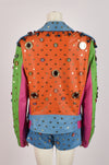 MOSCHINO BY JEREMY SCOTT MULTICOLOURED LEATHER EMBELLISHED BOXING LOOK