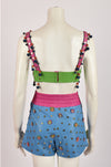 MOSCHINO BY JEREMY SCOTT MULTICOLOURED LEATHER EMBELLISHED BOXING LOOK