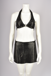 METALLIC AND BLACK BRA TOP AND SKIRT SET