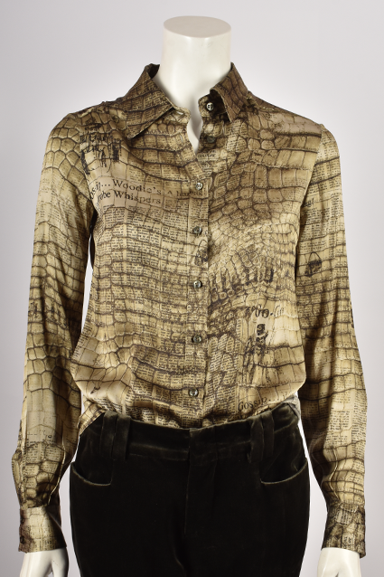 GALLIANO MAP PRINT SILK SHIRT