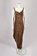 JOHN GALLIANO GATHERED S/S 1999 LEOPARD PRINT DRESS