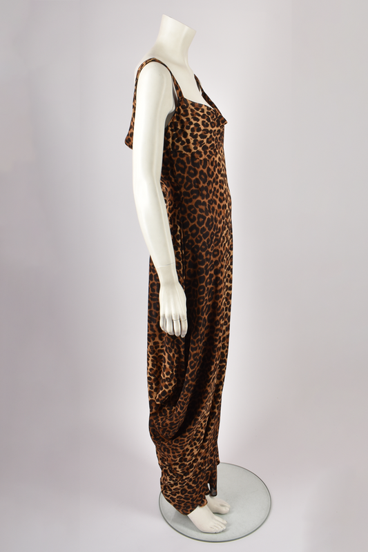 JOHN GALLIANO GATHERED S/S 1999 LEOPARD PRINT DRESS