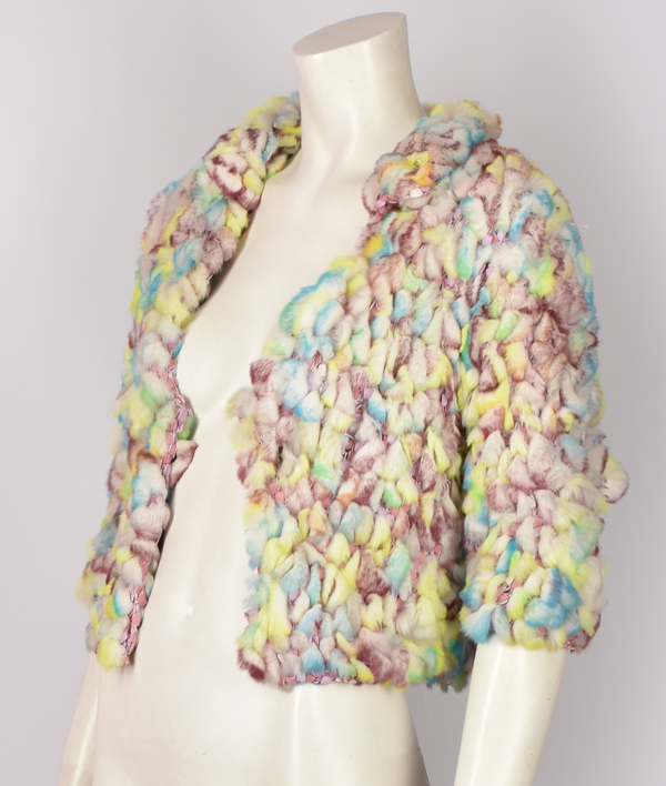 FENDI DYED RABBIT FUR CROPPED JACKET