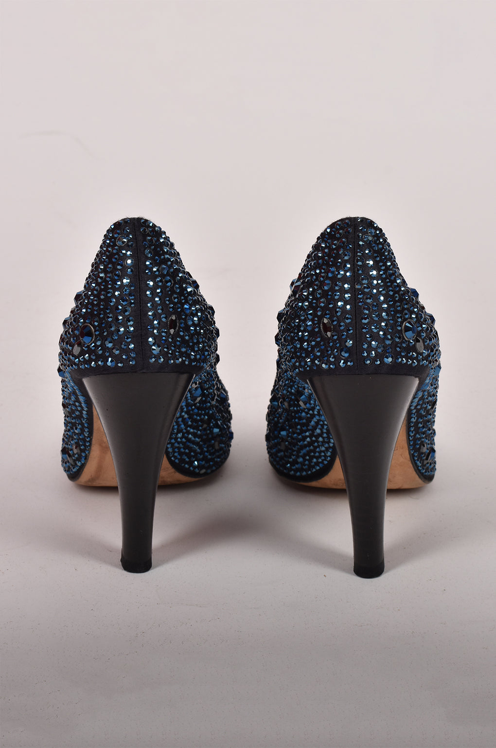 GINA SHOES BLUE CRISTAL HEEL