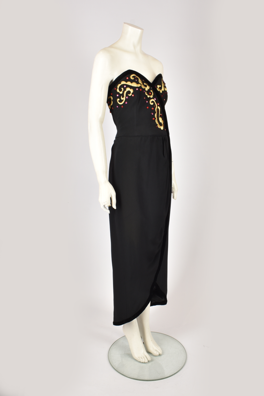ESCADA BLACK EMBROIDERED DRESS