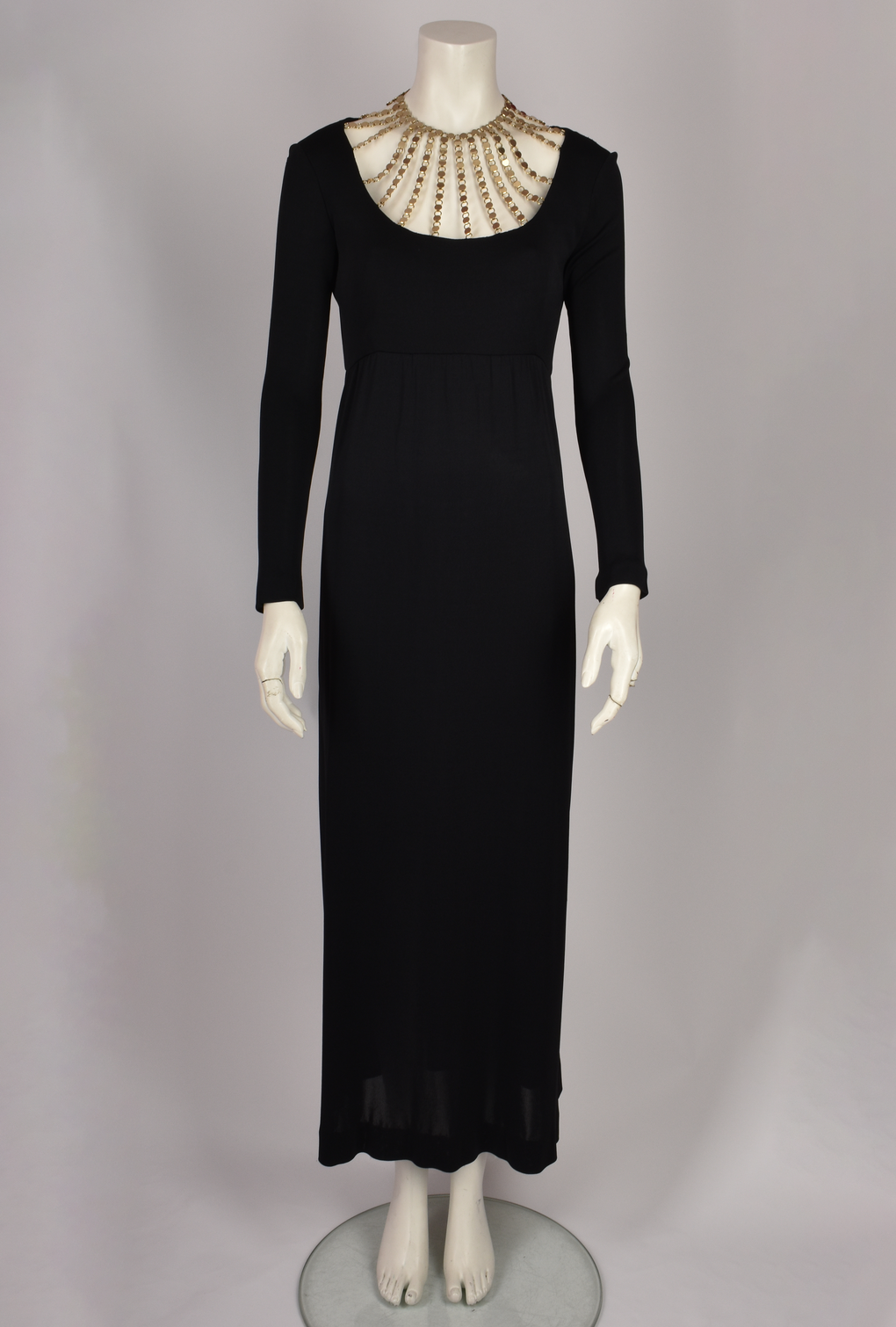 1960s JAY KOBRIN GOLD CHAIN MAXI DRESS