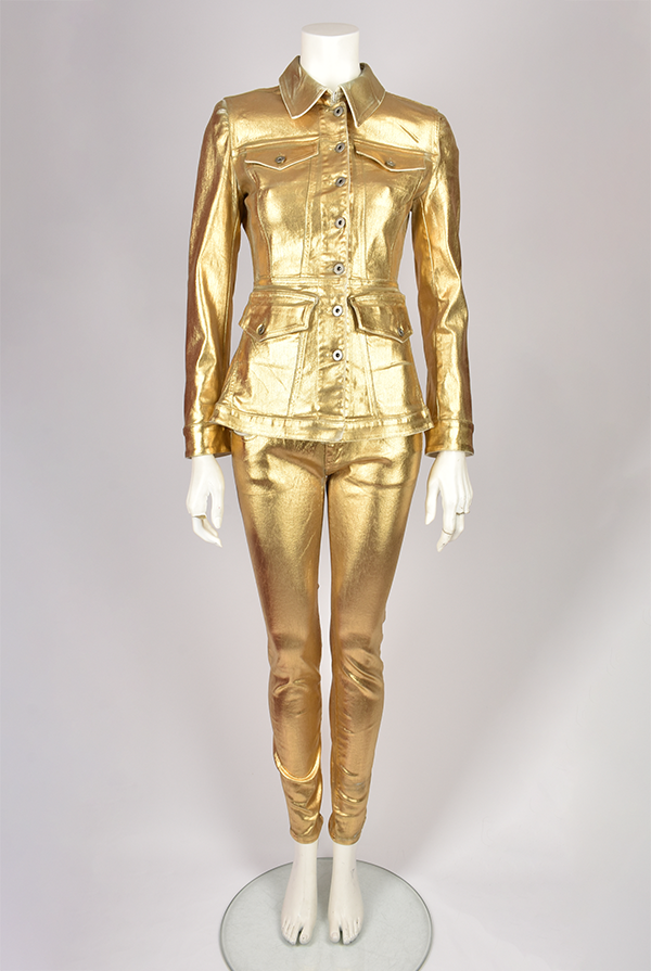 GOLD WAXED DENIM JACKET AND TROUSERS SET