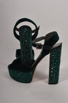 GINA GREEN DIAMANTE PLAFORM SANDALS