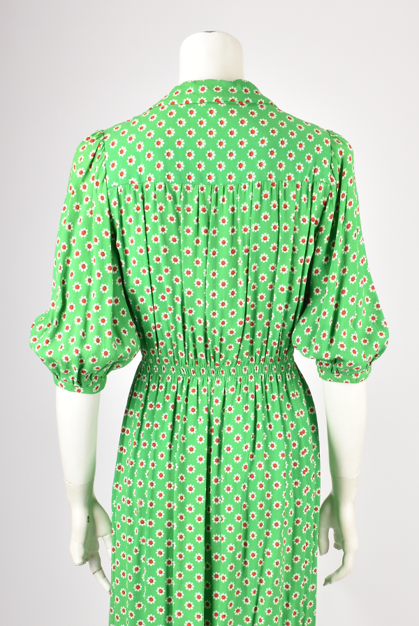 DIORLING BY CHRISTIAN DIOR GREEN FLORAL DRESS