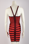 HERVE LEGER STRIPED HALTER  BONDAGE DRESS