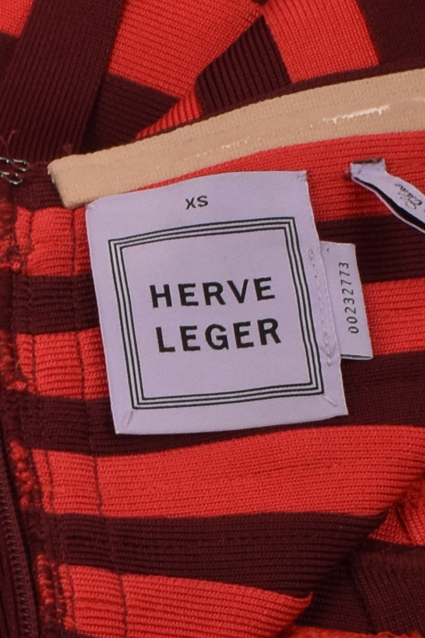 HERVE LEGER STRIPED HALTER  BONDAGE DRESS