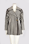 JITORIS BLACK AND WHITE STRIPED LEATHER JACKET