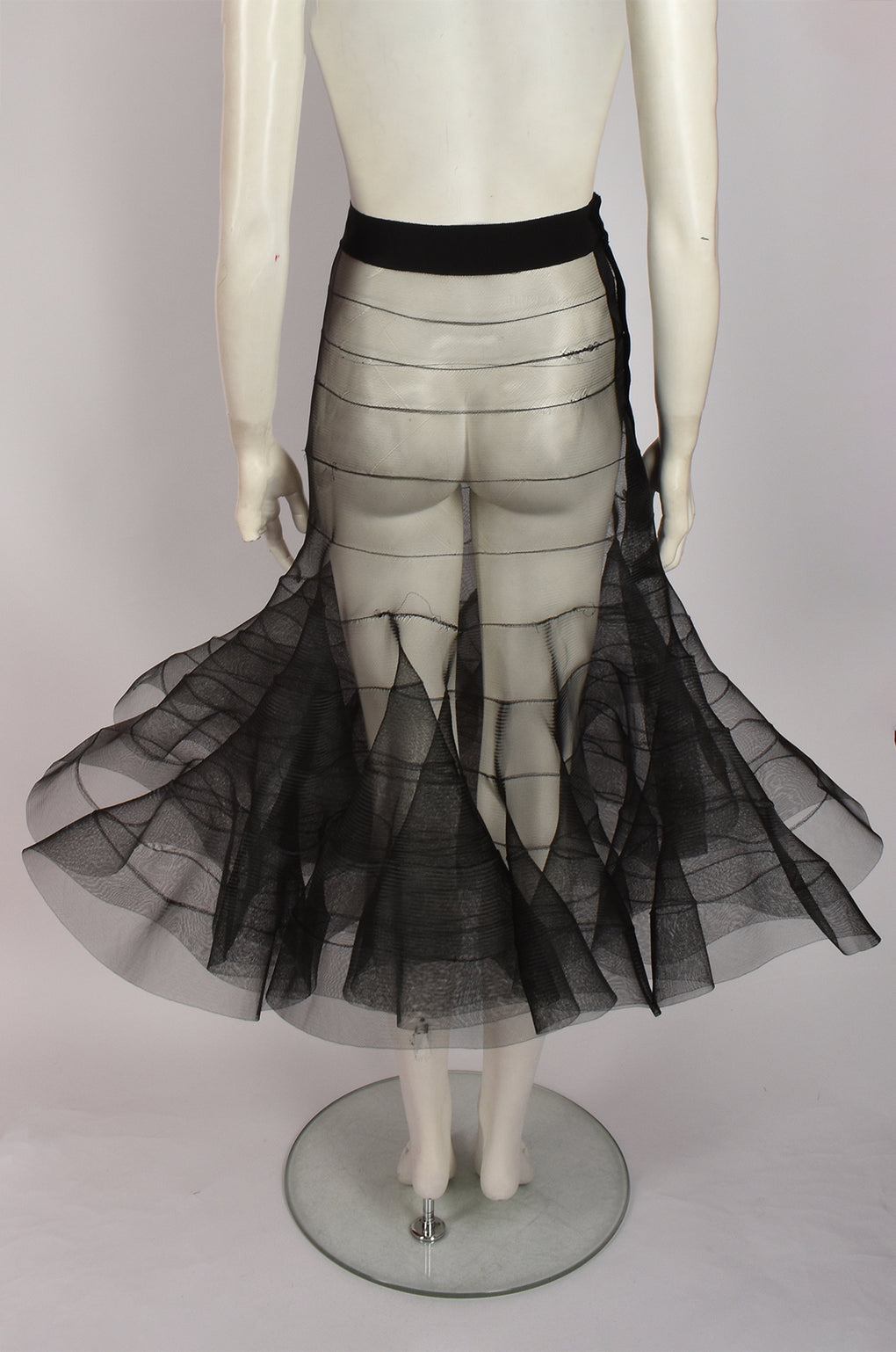 ALBERTA FERRETTI BLACK TULLE FLOUNCE SKIRT