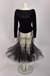 ALBERTA FERRETTI BLACK TULLE FLOUNCE SKIRT