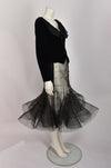 ALBERTA FERRETTI BLACK TULLE FLOUNCE SKIRT