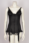 1960's BLACK SATIN AND LACE CORSET WITH STRAPS