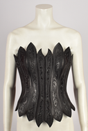 PAUL SEVILLE EMBOSSED LEATHER CORSET TOP WITH SPIKED EDGE