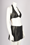 METALLIC AND BLACK BRA TOP AND SKIRT SET