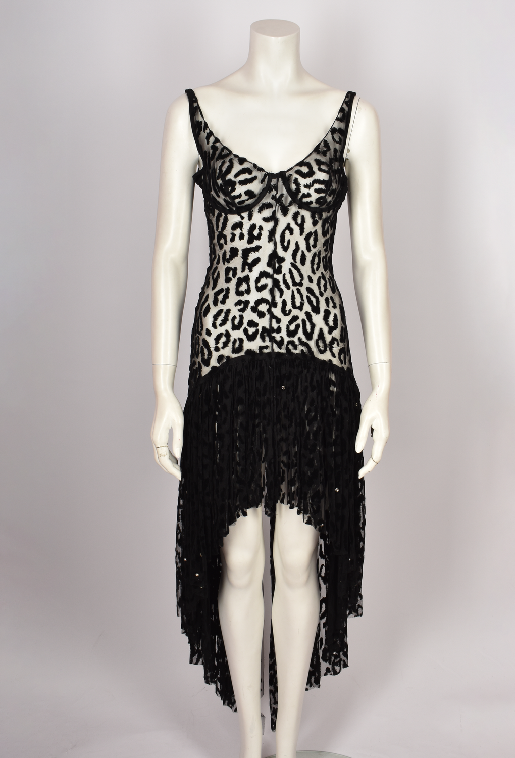 SHEER VELVET LEOPARD PRINT DRESS