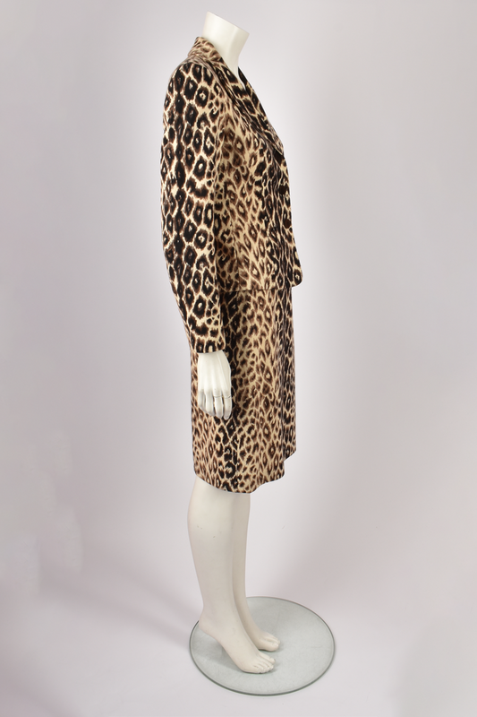 MOSCHINO LEOPARD PRINT SKIRT SUIT