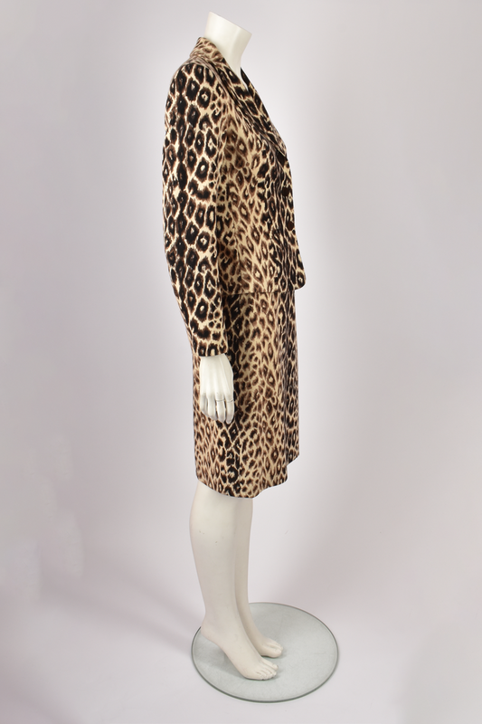 MOSCHINO LEOPARD SKIRT SUIT