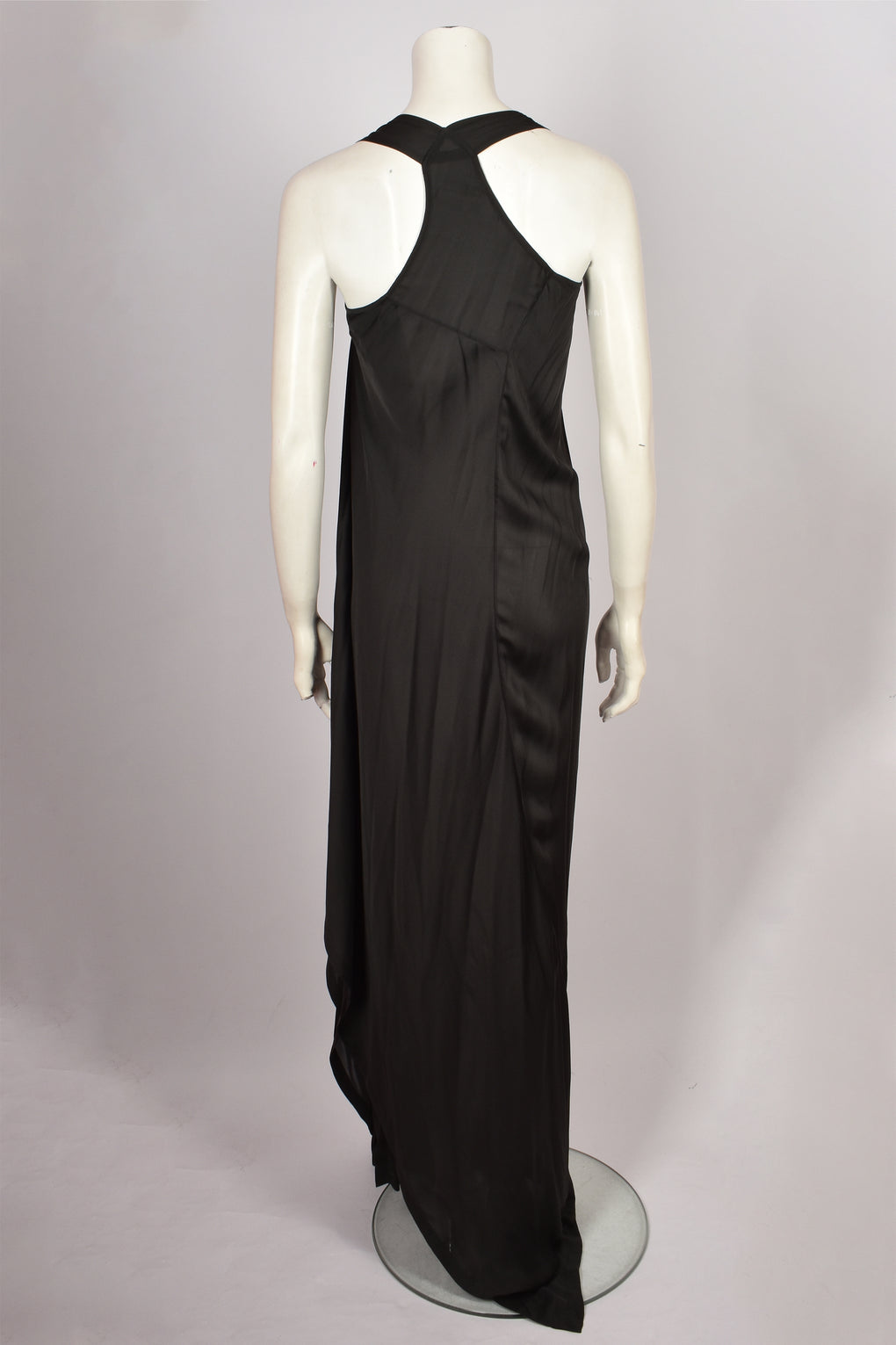 DONNA KARAN ASYMMETRIC BLACK SILK GOWN