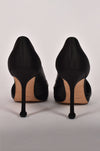 MANOLO BLAHNIK LEATHER AND VELVET HEEL