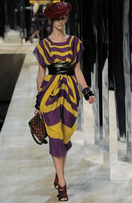 MARC JACOBS S/S 2009 PURPLE AND YELLOW STRIPED DRESS