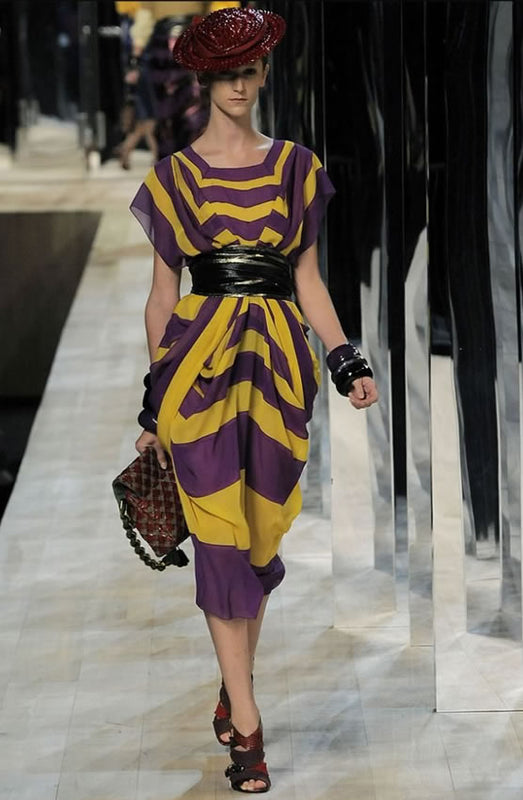 MARC JACOBS S/S 2009 PURPLE AND YELLOW STRIPED DRESS