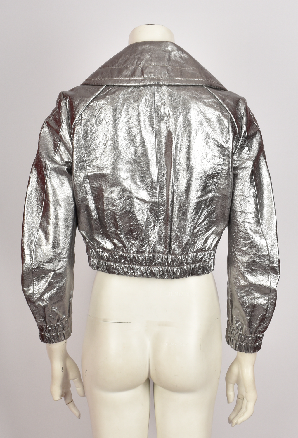 MARC JACOBS SILVER LEATHER BOMBER JACKET