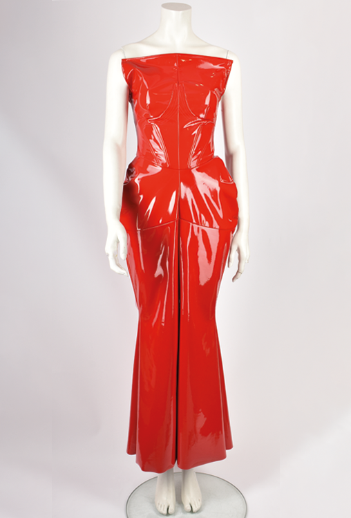 ALEXANDER MCQUEEN RED LATEX DRESS / JUMPSUIT