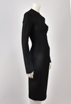 ALEXANDER MCQUEEN LONG BLACK DRESS RAW EDGES