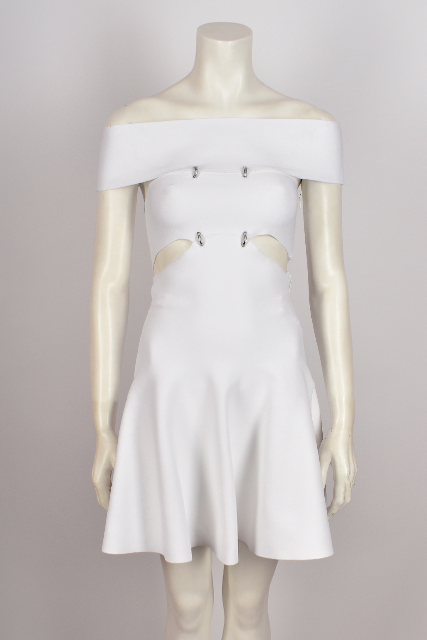 ALEXANDER MCQUEEN  S/S 2023 WHITE BONDAGE DRESS