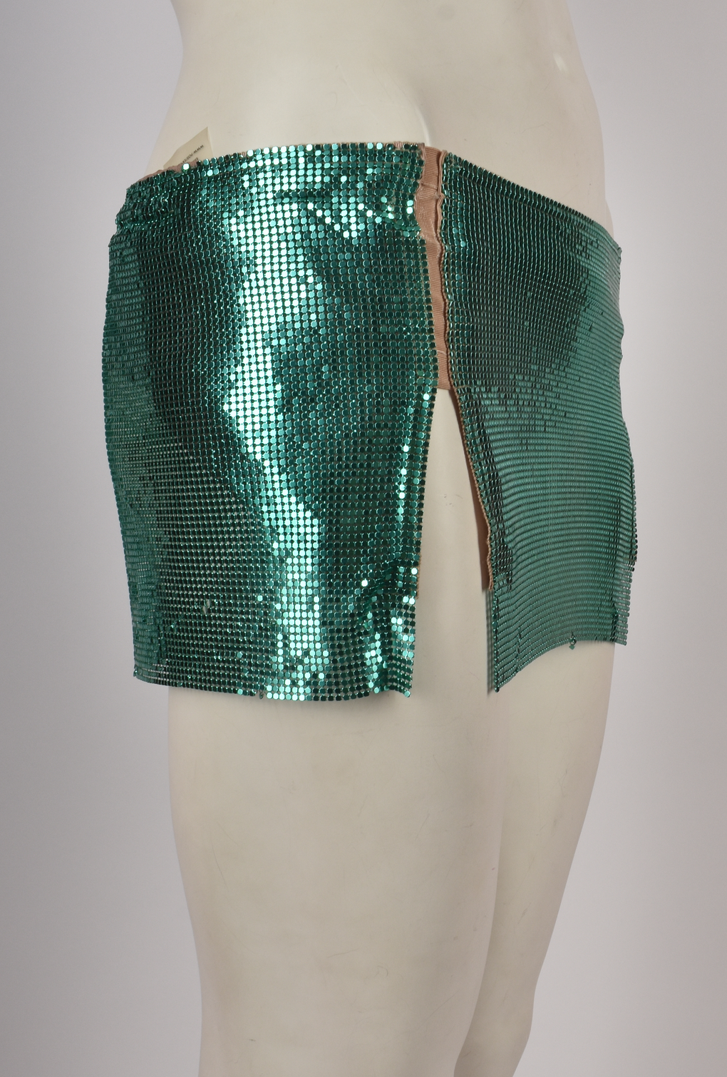 TURQUOISE MICRO CHAINMAIL SKIRT WITH SIDE SLITS