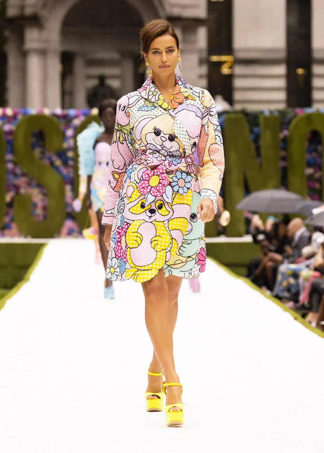 MOSCHINO EMBROIDERED SEQUIN PRINT COAT