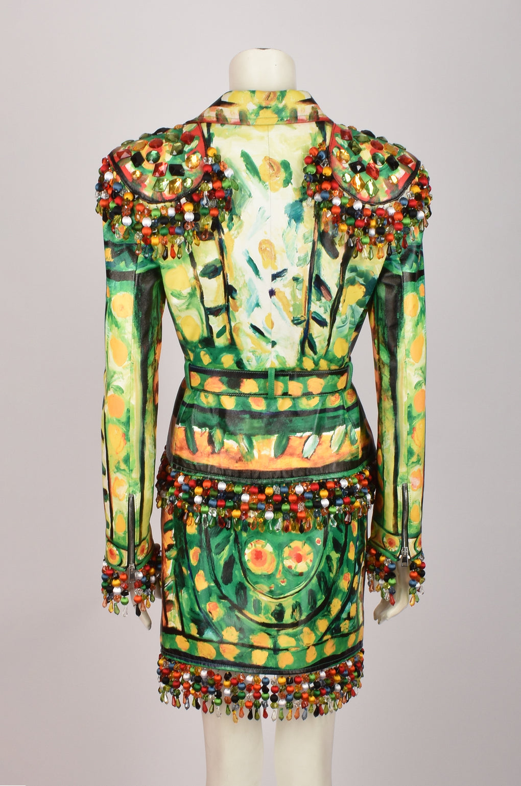 MOSCHINO HAND PAINTED - BEADED LEATHER SUIT