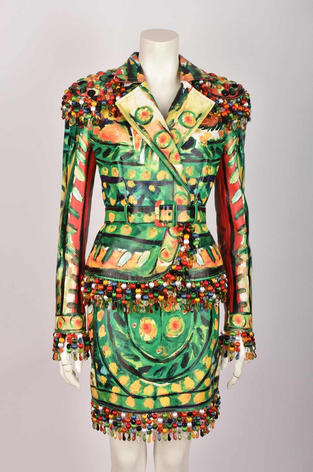 MOSCHINO HAND PAINTED - BEADED LEATHER SUIT