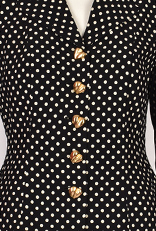 MOSCHINO POLKA DOT JACKET WITH GOLD HEART BUTTONS