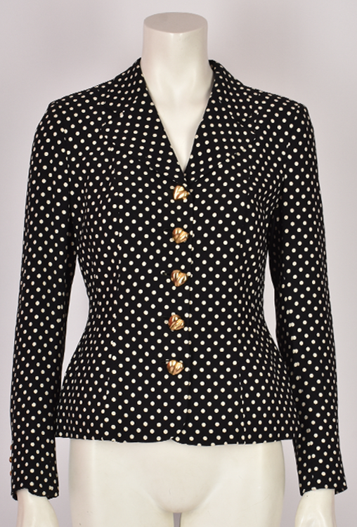 MOSCHINO POLKA DOT JACKET WITH GOLD HEART BUTTONS