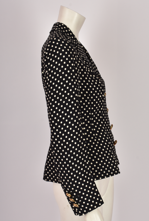 MOSCHINO POLKA DOT JACKET WITH GOLD HEART BUTTONS