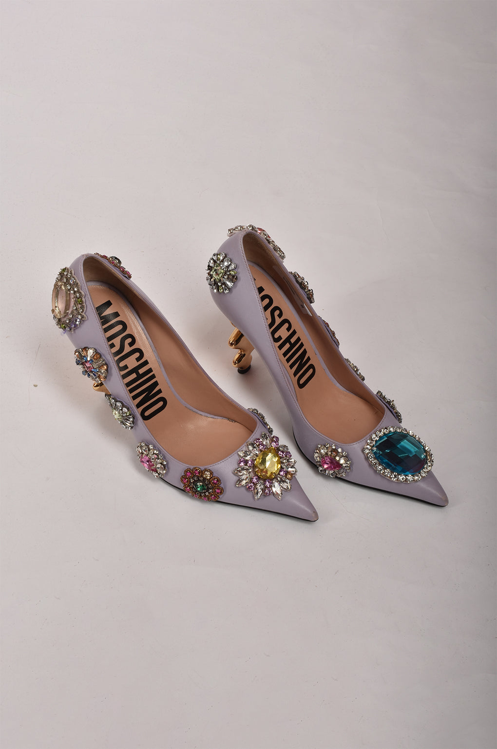 MOSCHINO POINTED HEELS WITH CRYSTALS