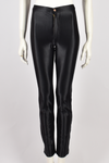 BLACK SATIN PALM SKINNY TROUSERS