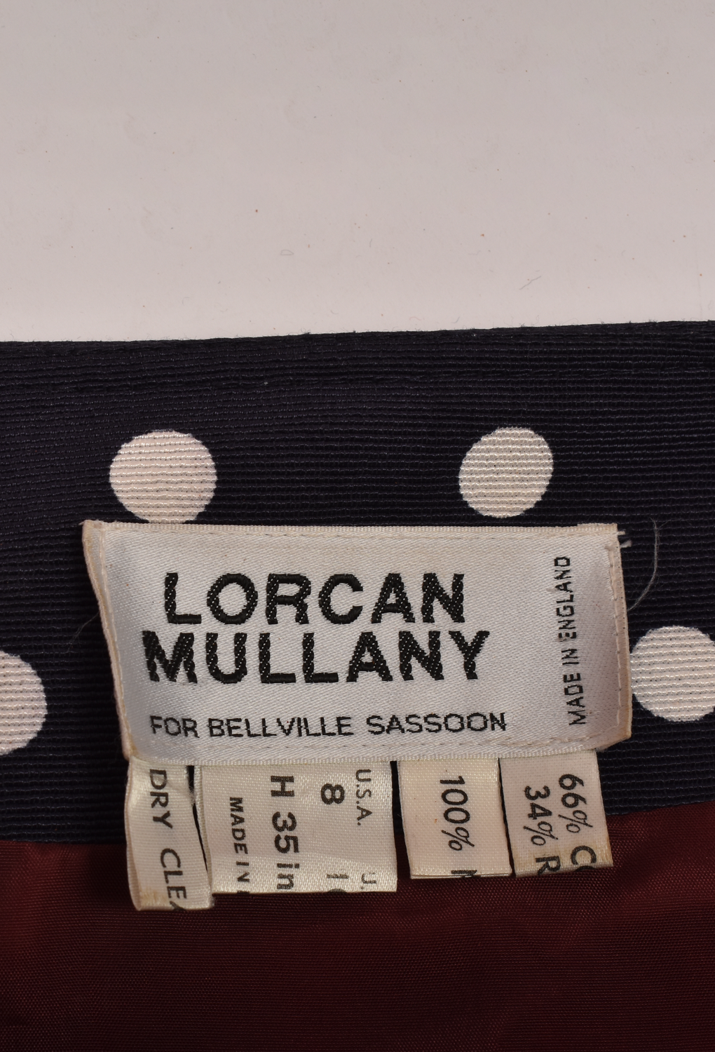 LORCAN MULLANY FOR BELLEVILLE SASSOON NAVY POLKA DOT DRESS