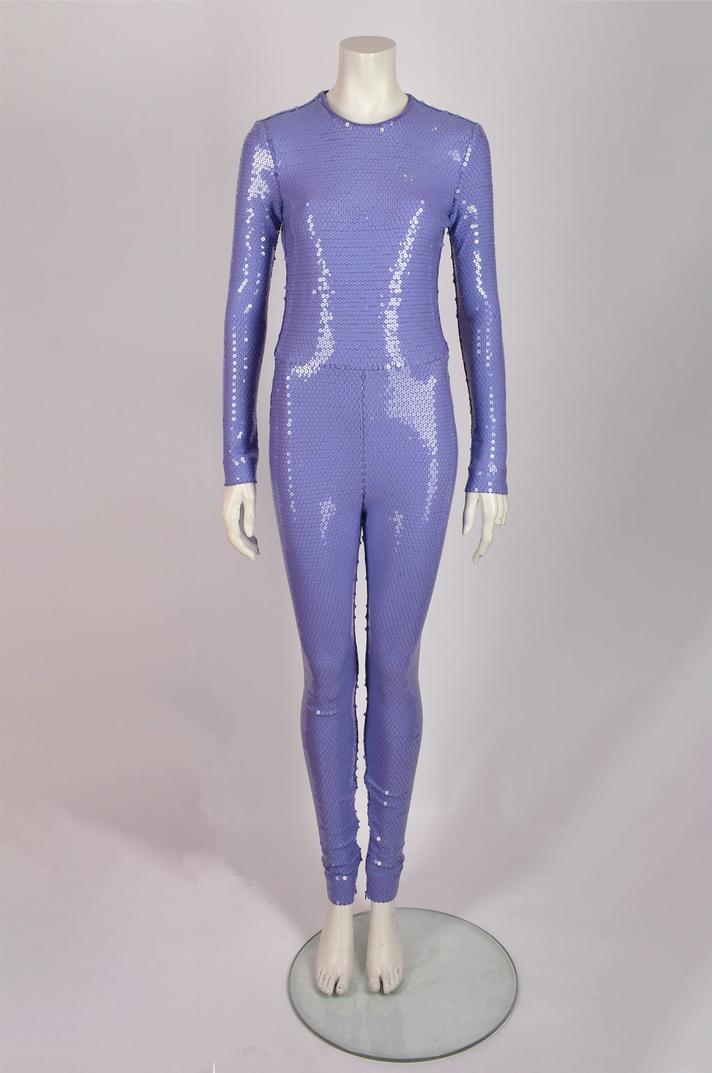 JEREMY SCOTT PURPLE SEQUIN JUMPSUIT