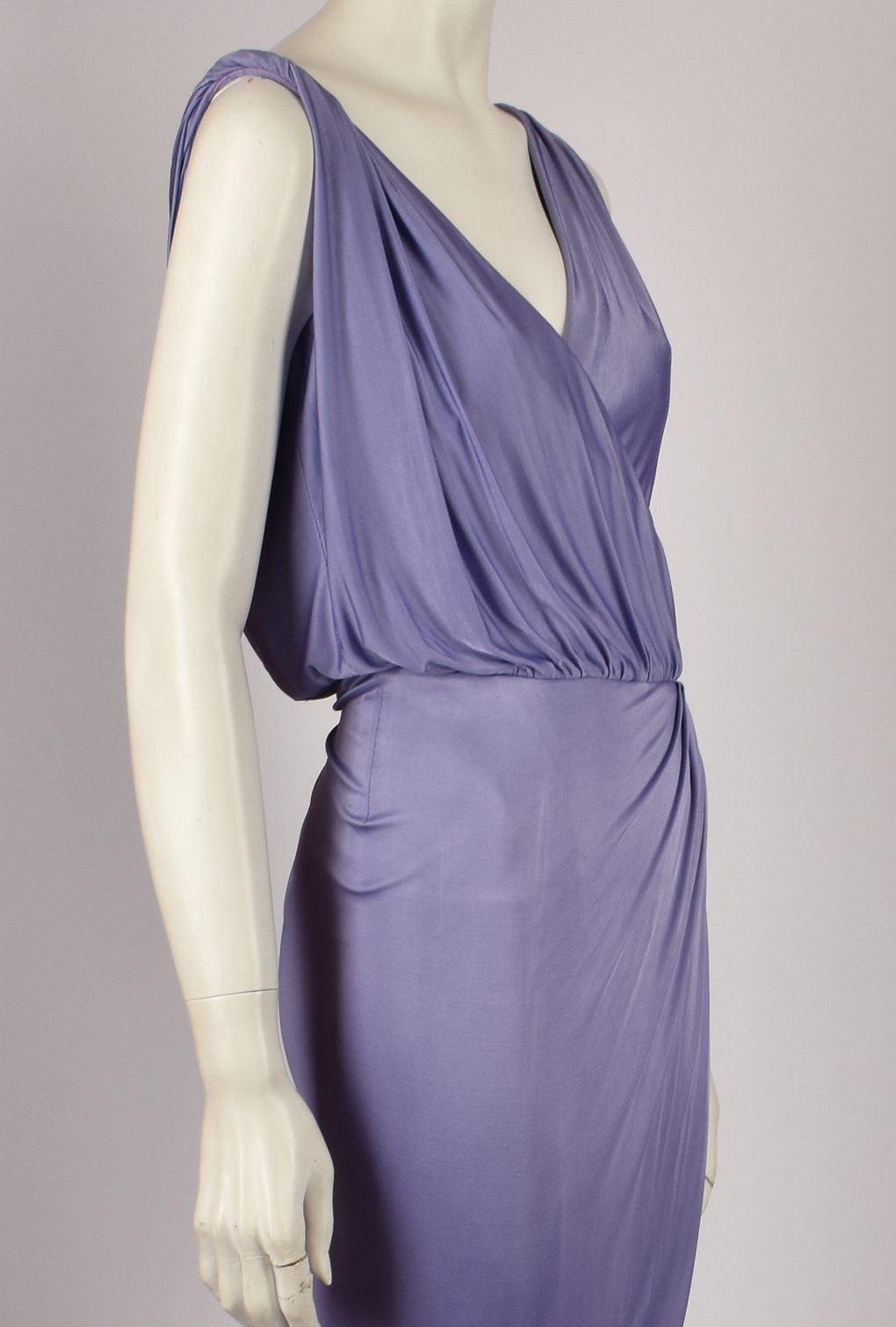 EMANUEL UNAGRO PURPLE DRAPED GOWN