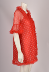 1960'S RED MATCHING BABYDOLL AND ROBE