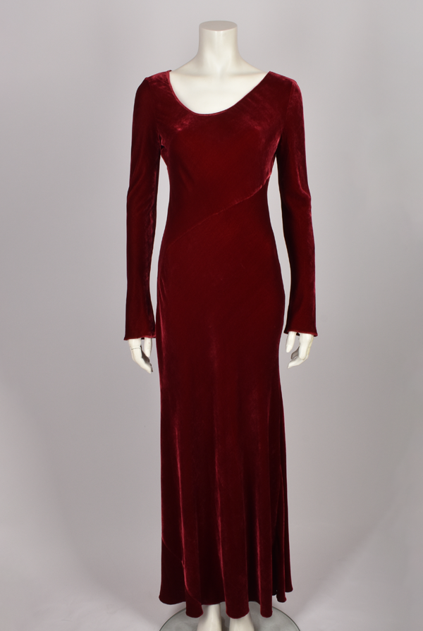 BEN DE LISI RED VELVELT MAXI DRESS