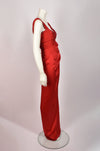 MOSCHINO RED SATIN LONG DRESS